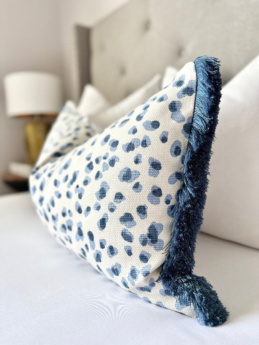 Blue leopard throw pillow Mira CONCELLI DECOR