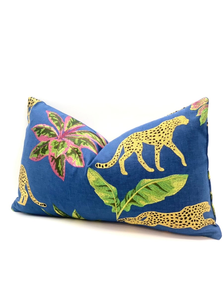 Fuchsia Embroidered Cheetah Throw Pillow Cover