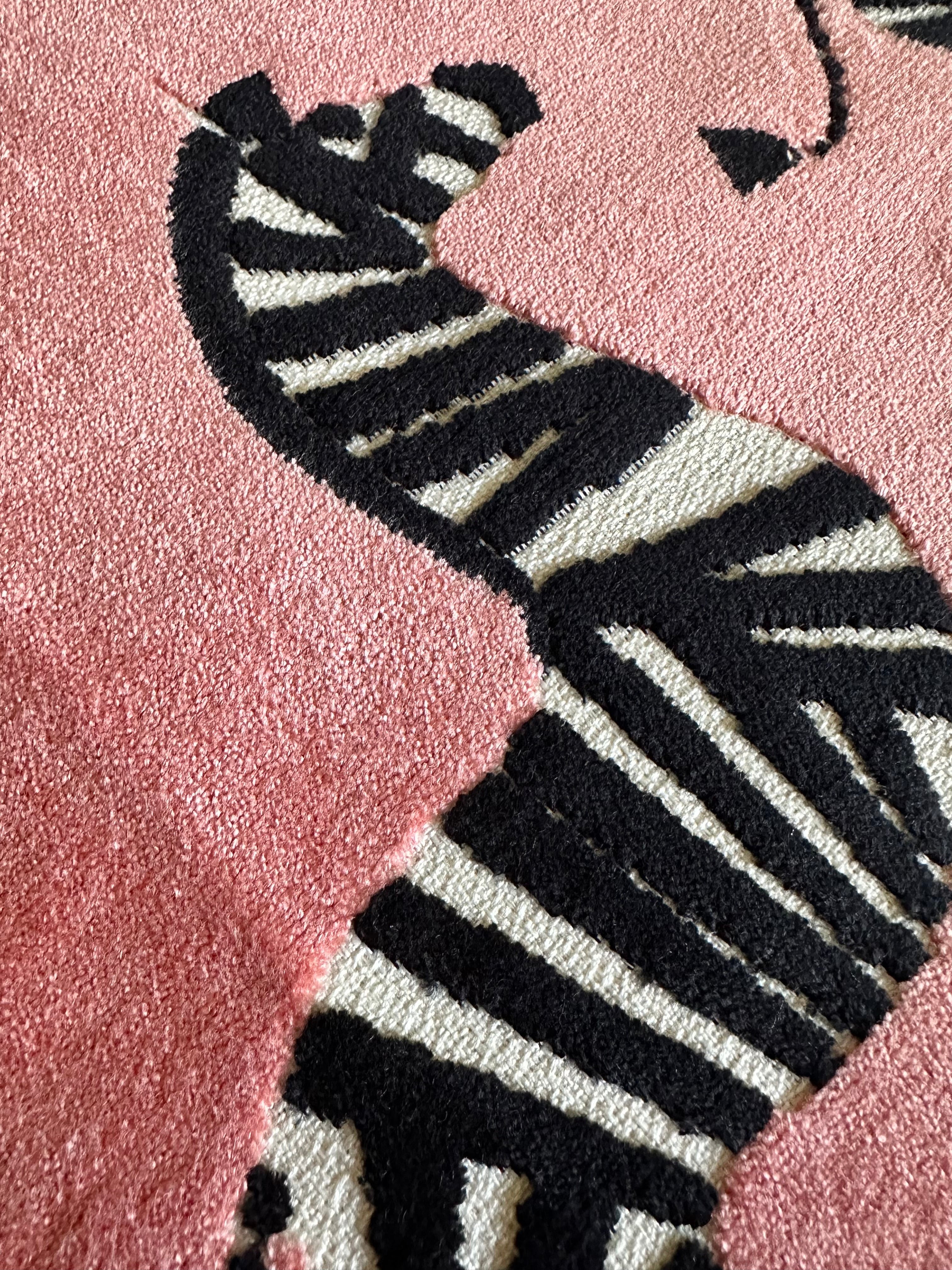 Pink Velvet Zebra Fabric Sample