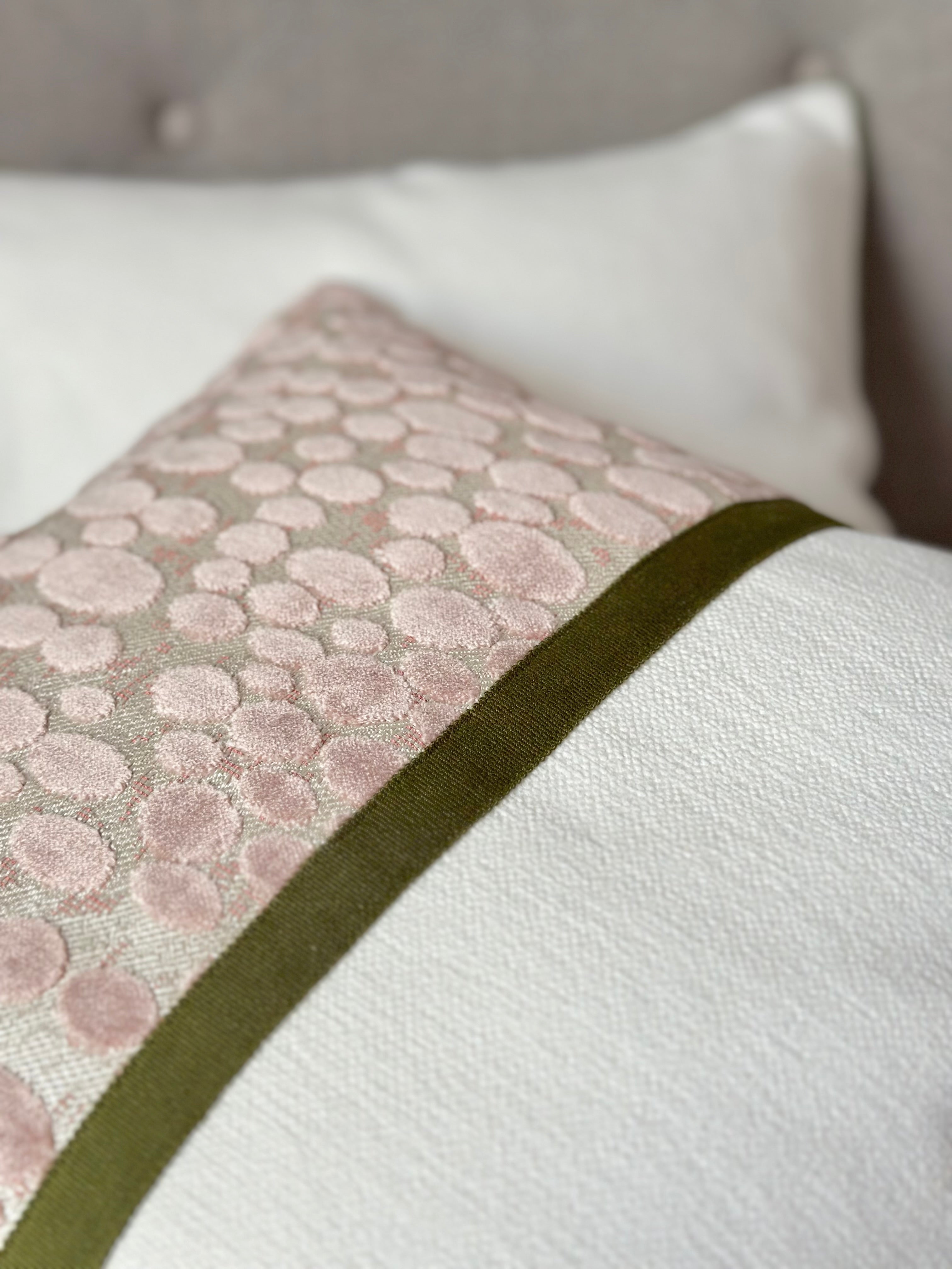 White Chenille | Blush velvet pillow cover