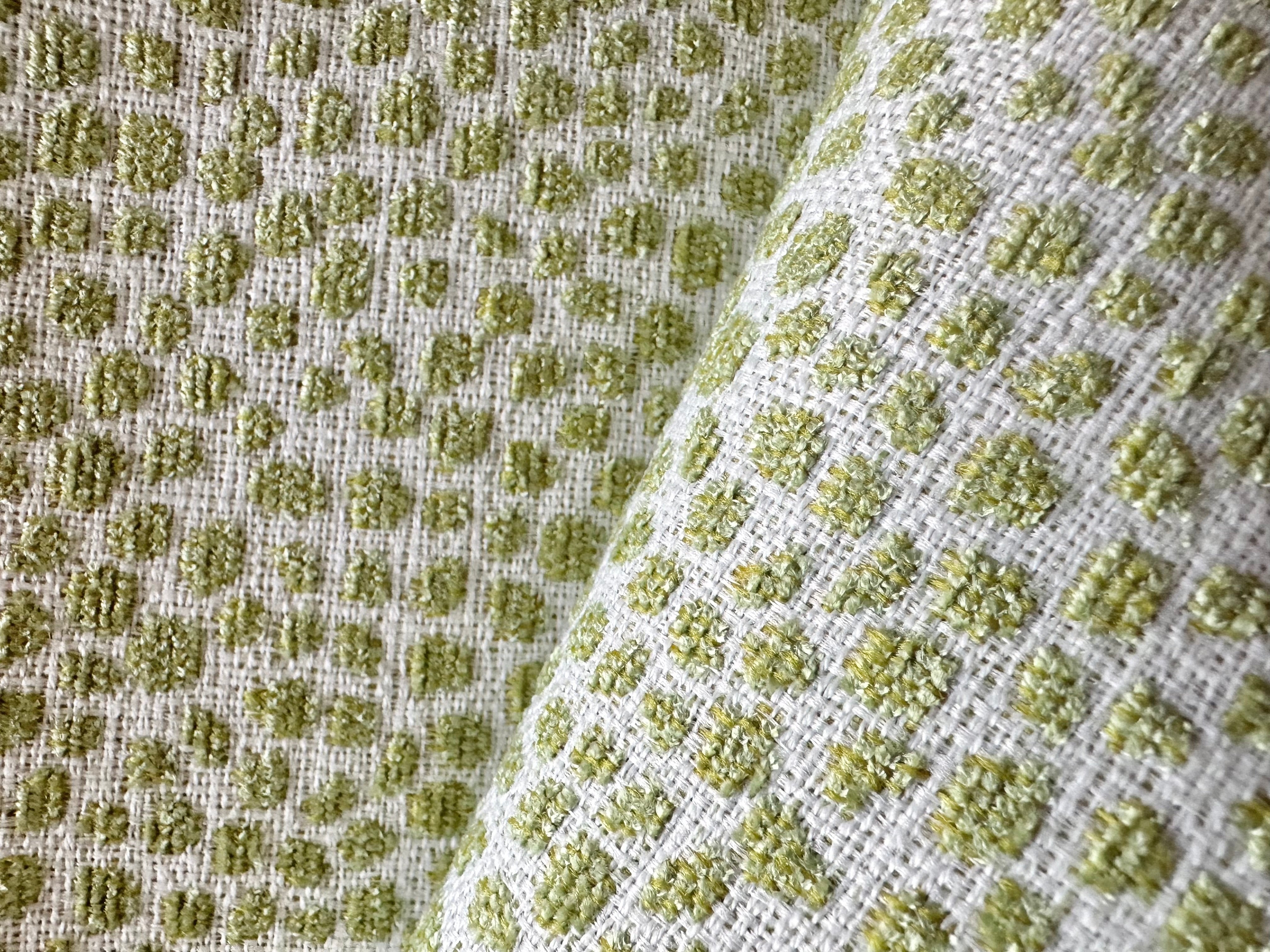 Green Dots Chenille Fabric Sample