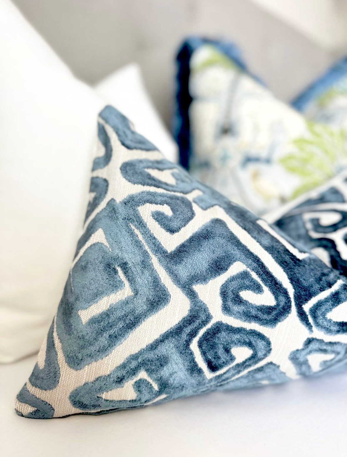 Marine blue velvet pillow cover