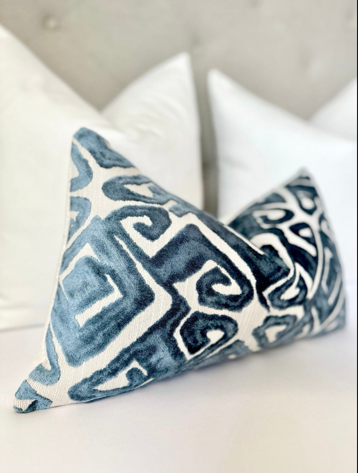 Marine blue velvet pillow cover