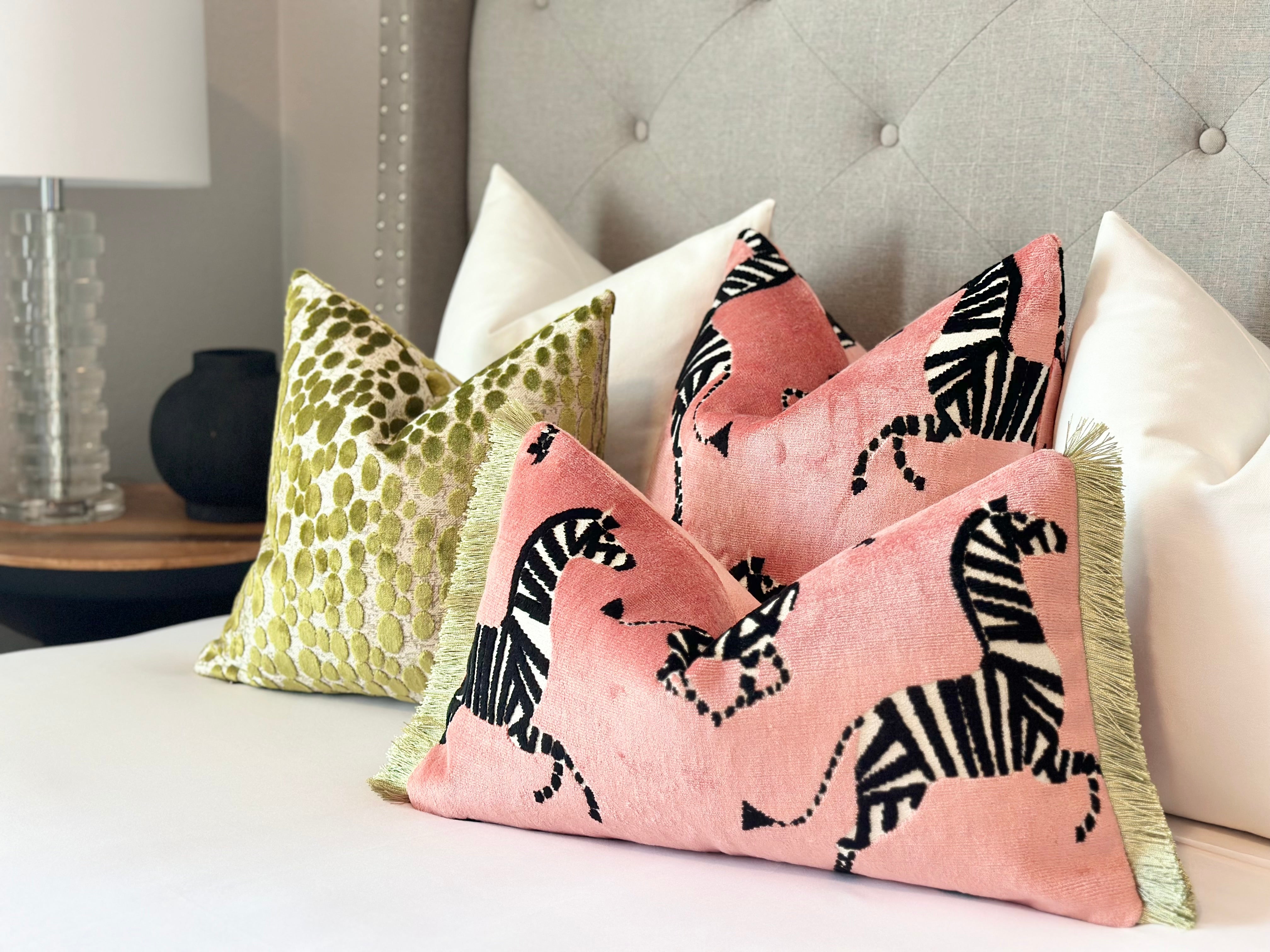 Pink velvet pillow cover Zebra