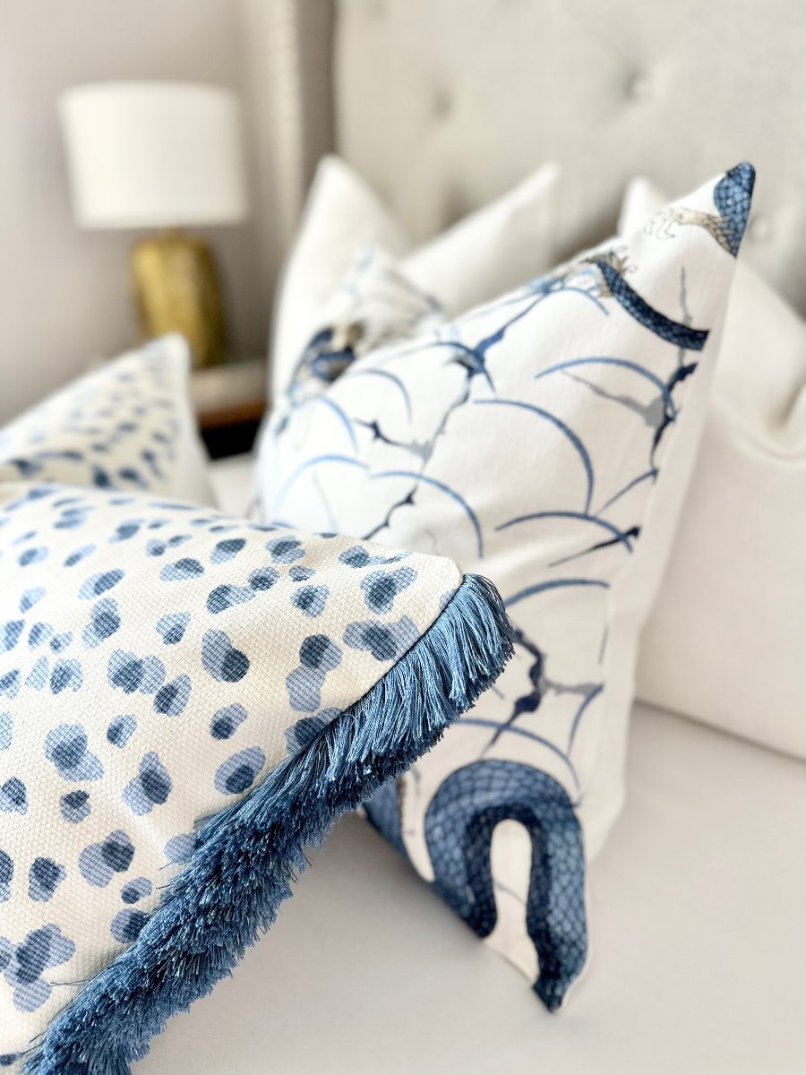 Blue leopard throw pillow Mira