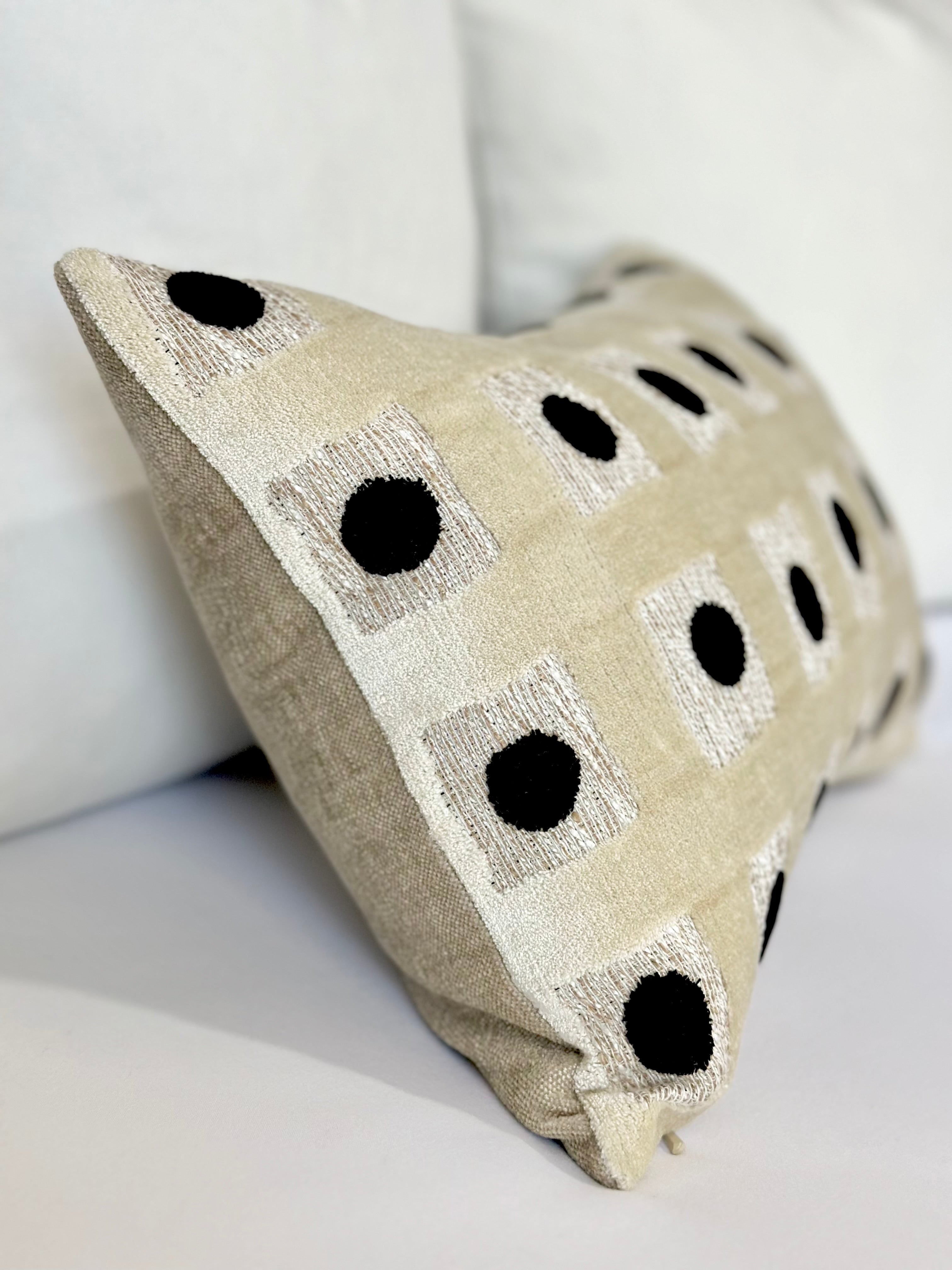 Beige velvet Domino throw pillow cover