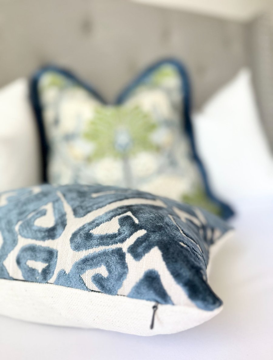 Marine blue velvet pillow cover