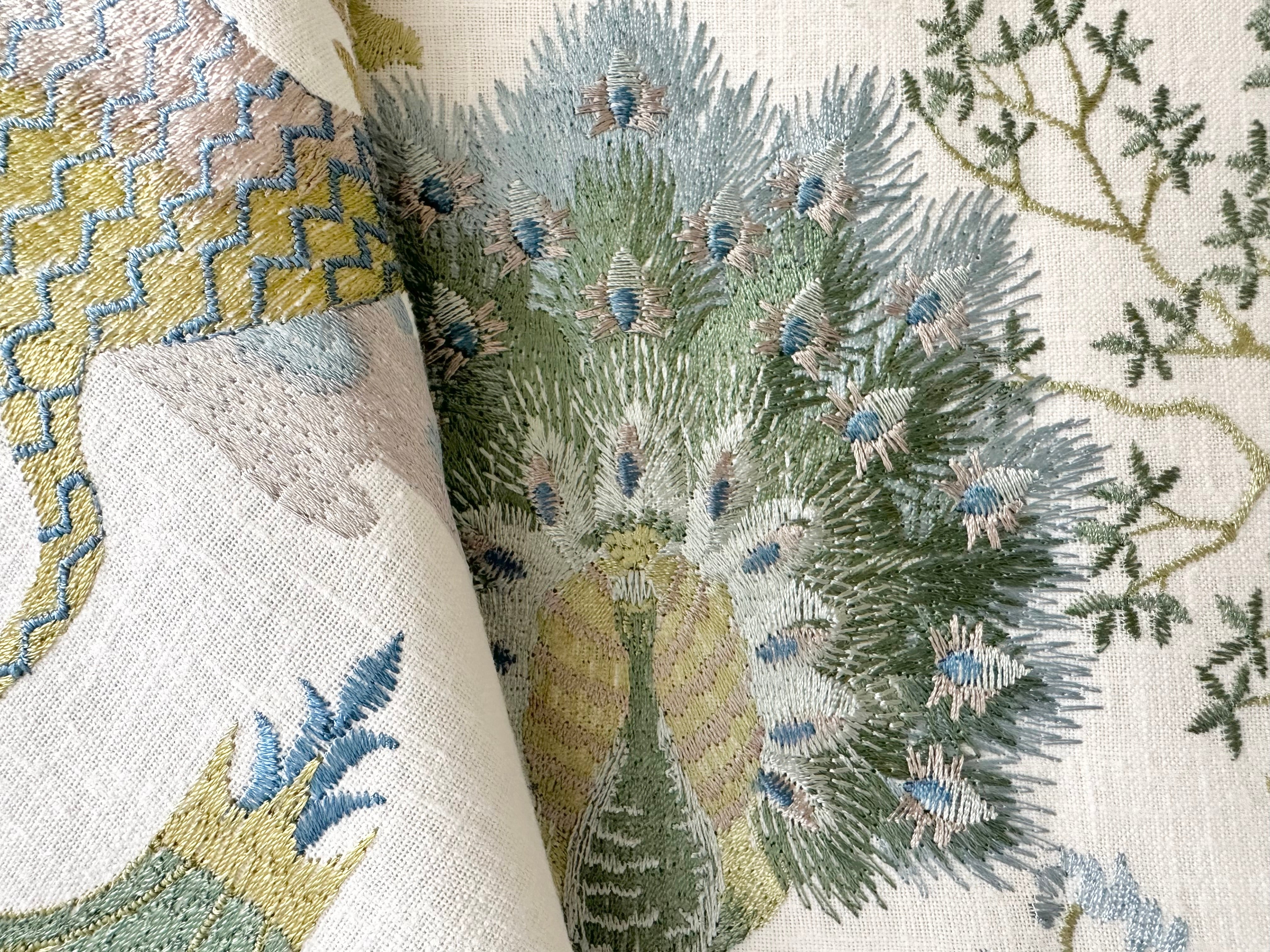 Elisa Chinoiserie Style Embroidered Fabric Sample