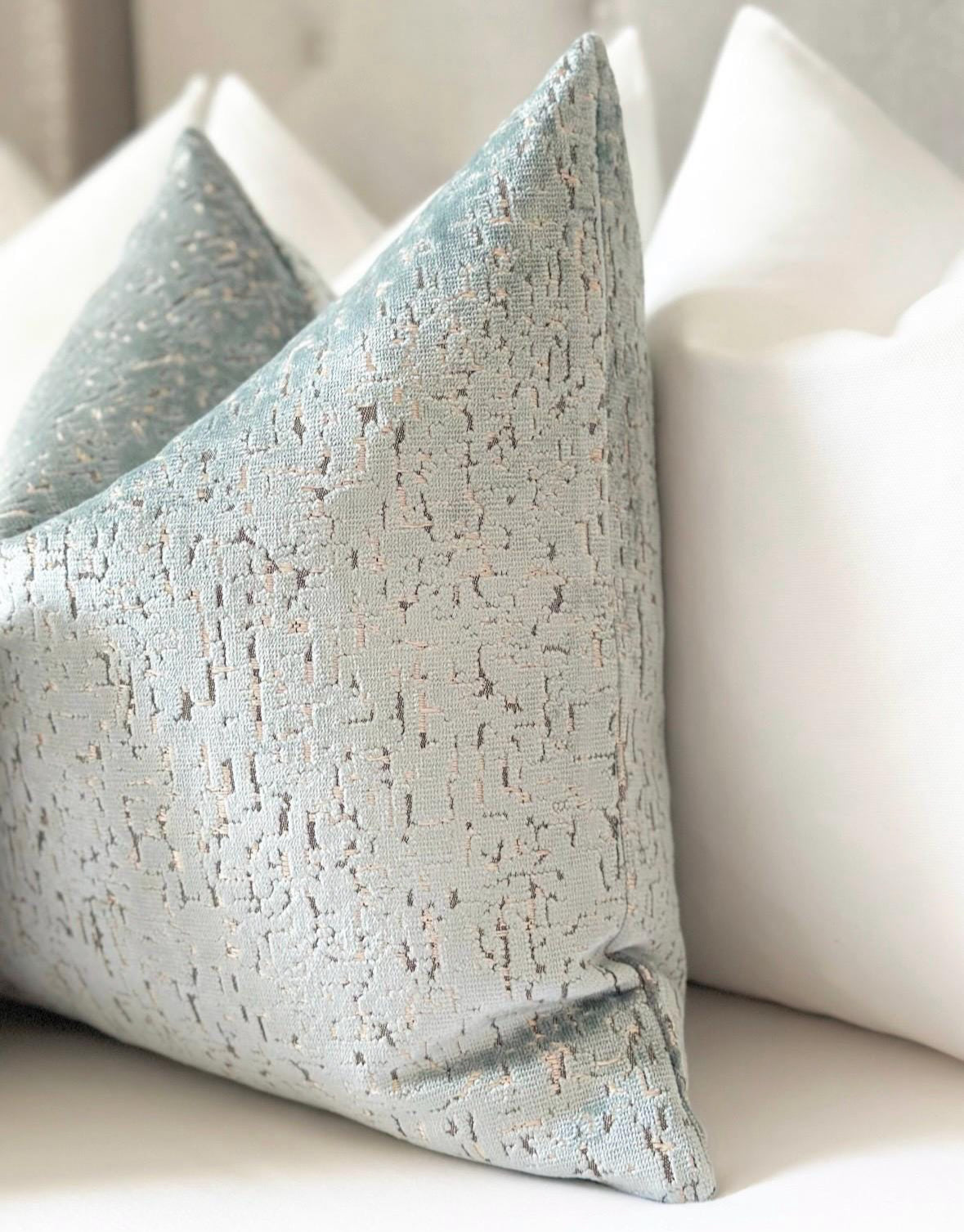 Mist blue velvet pillow cover