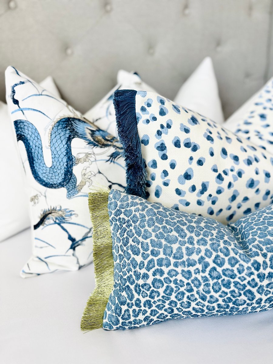 Blue leopard throw pillow Mira