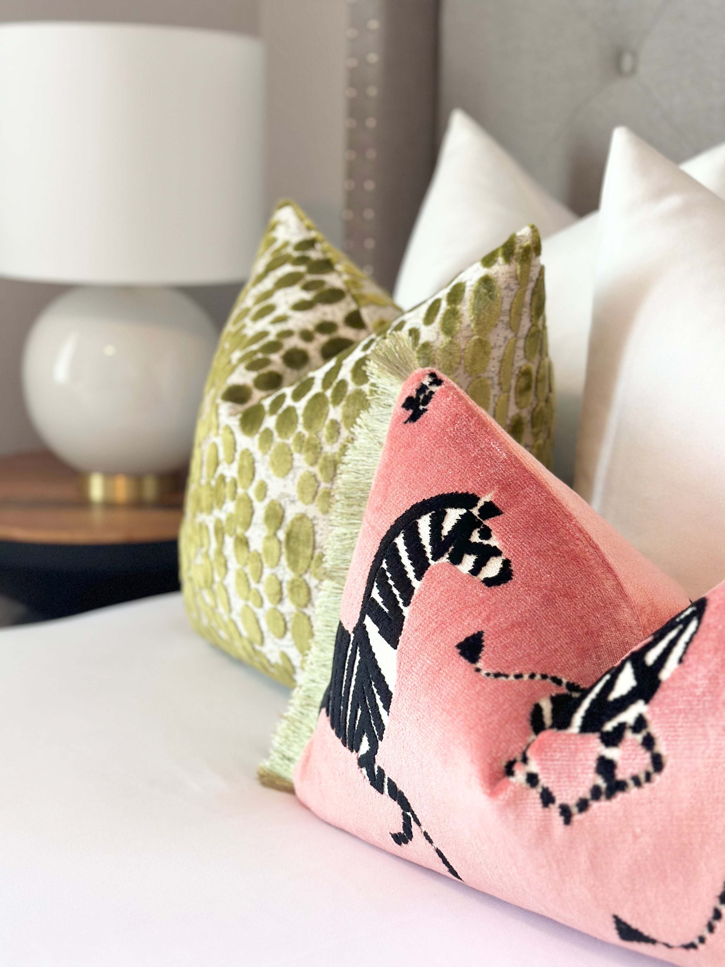 Pink velvet pillow cover Zebra