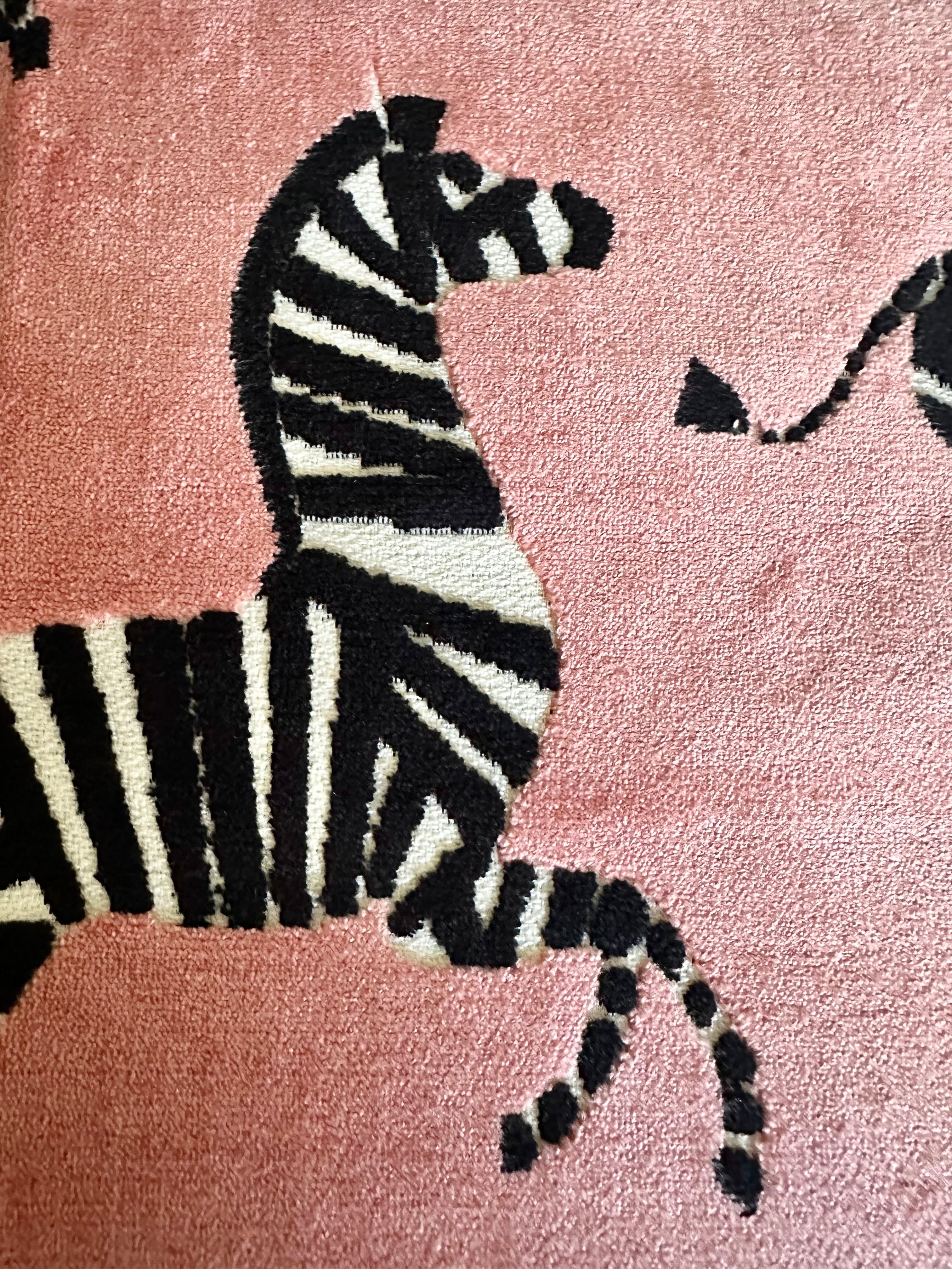 Pink Velvet Zebra Fabric Sample