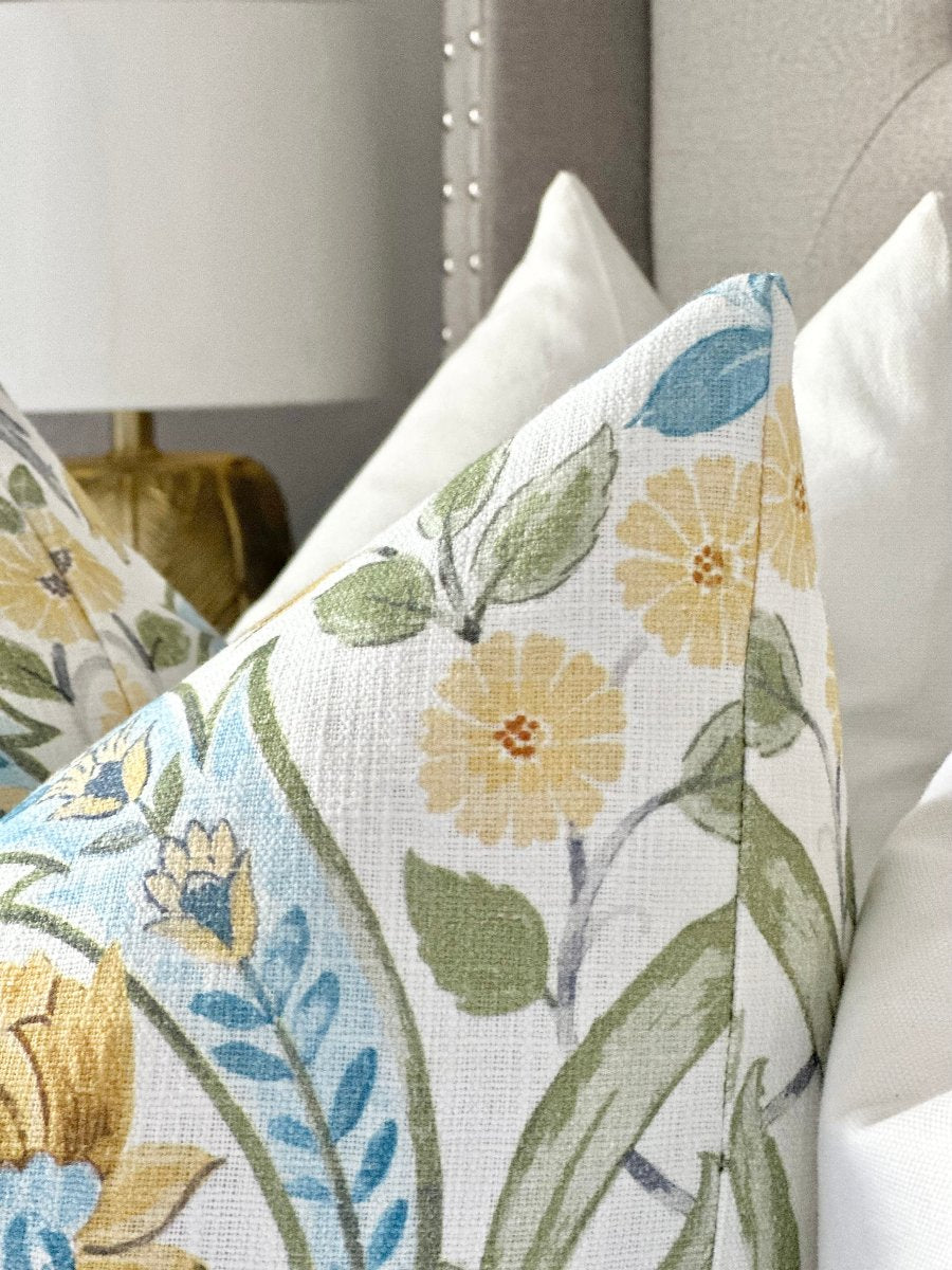 Floral bird print throw pillow cover