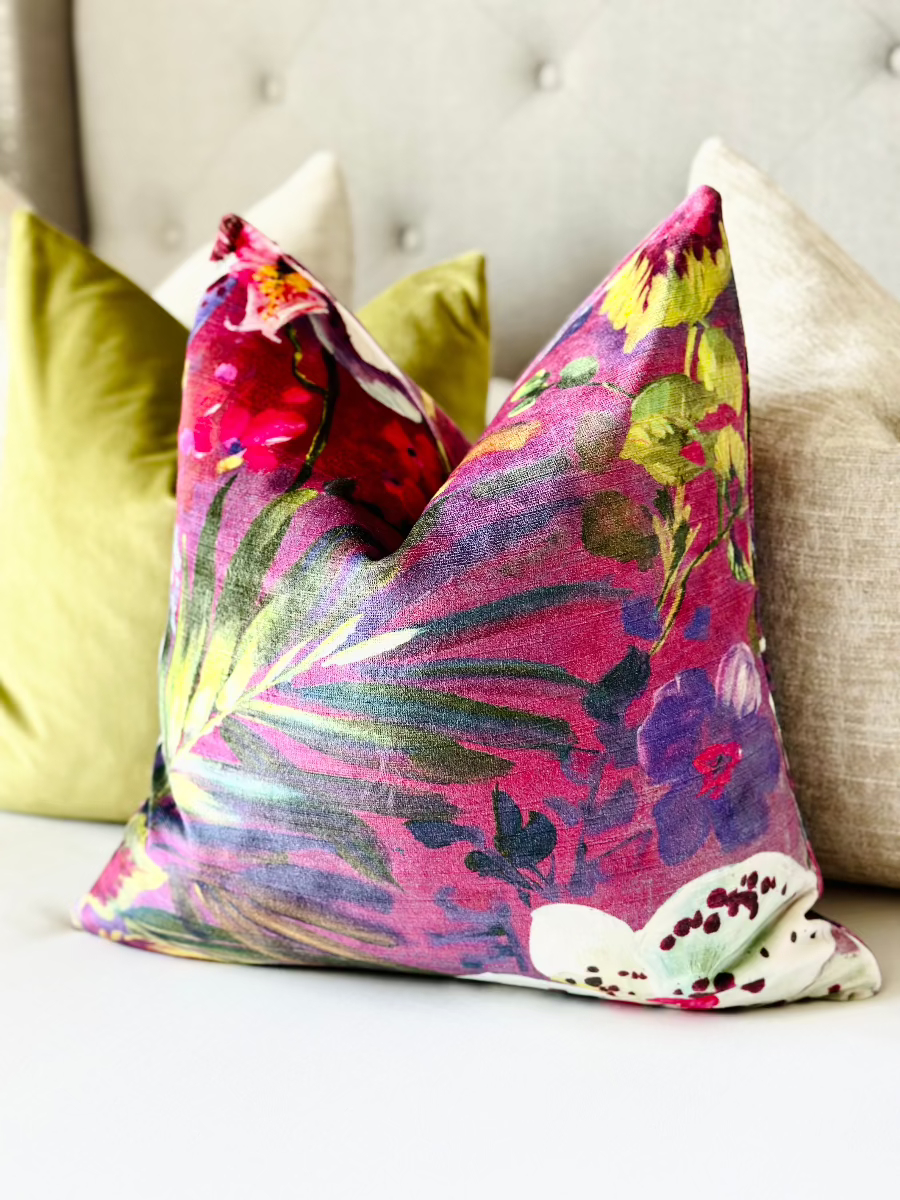 Magenta velvet Florentina pillow cover