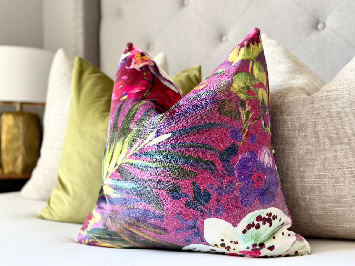 Magenta velvet Florentina pillow cover